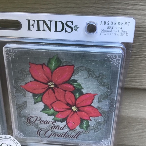 NEW Christmas Stone Coasters w/ Cork Back - Picture 7 of 7